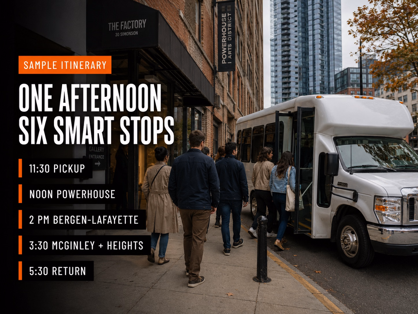 Sample JCAST group itinerary by charter bus