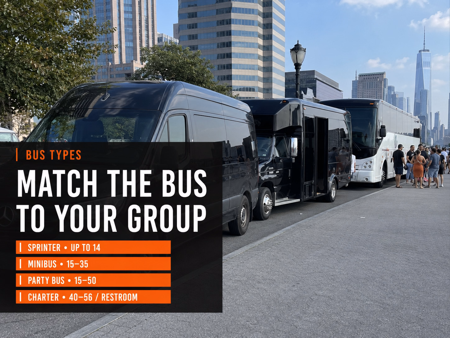 Bus types for Jersey City Jazz Festival groups