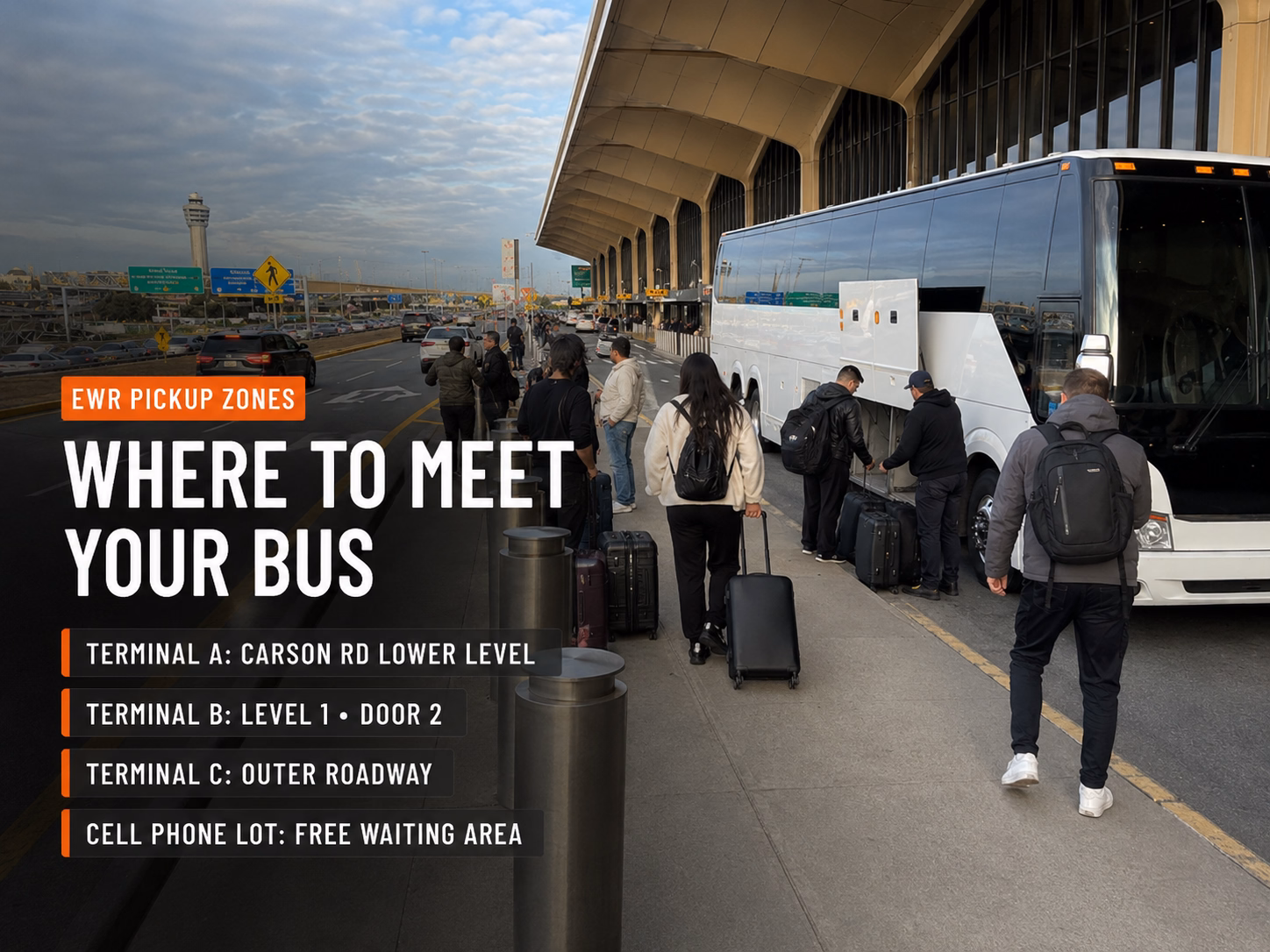 EWR bus pickup and drop-off zones