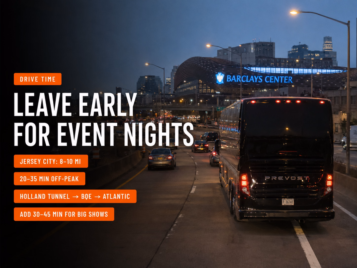 Routes and traffic timing to Barclays Center