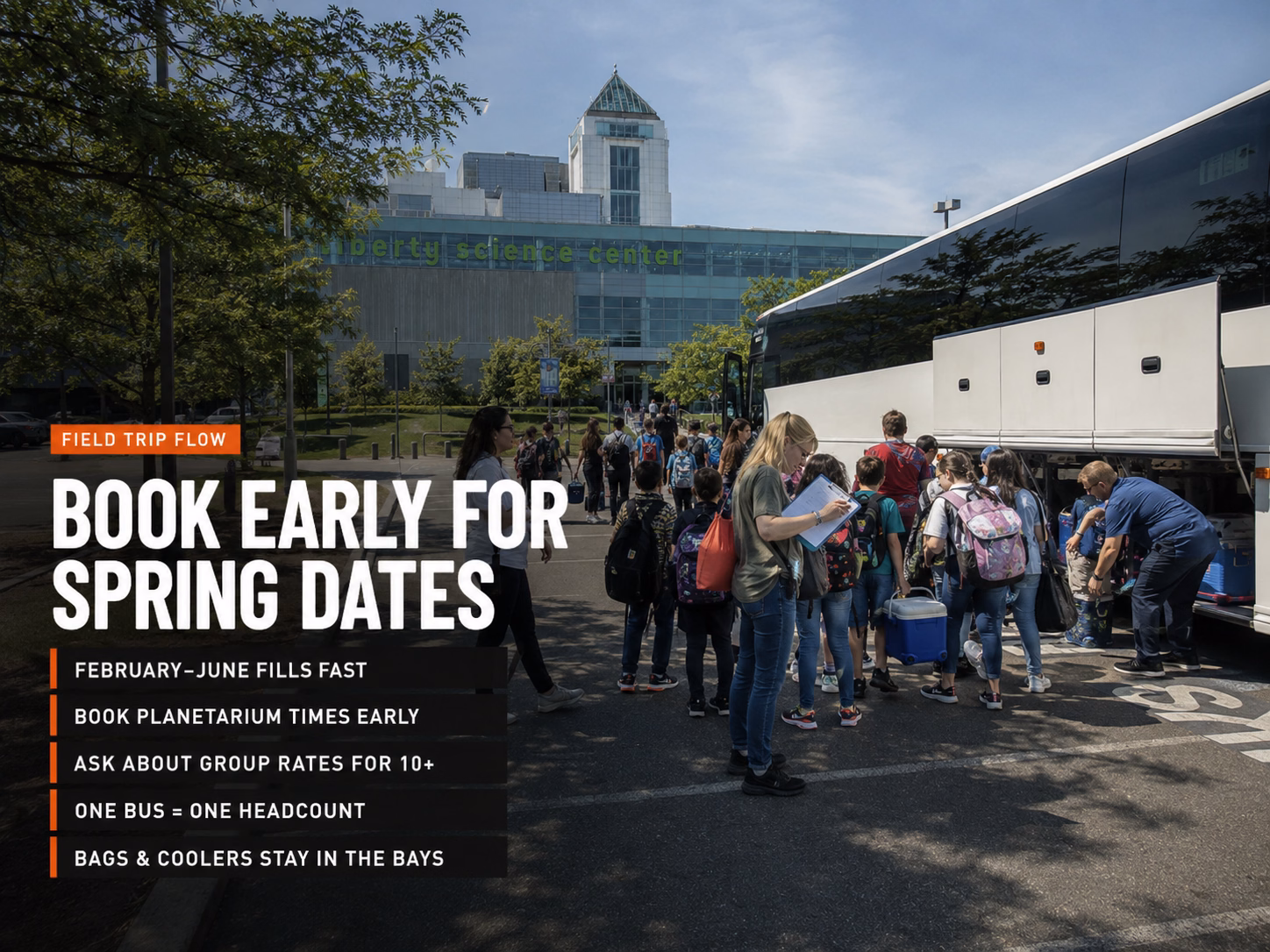Field trip logistics for Liberty Science Center