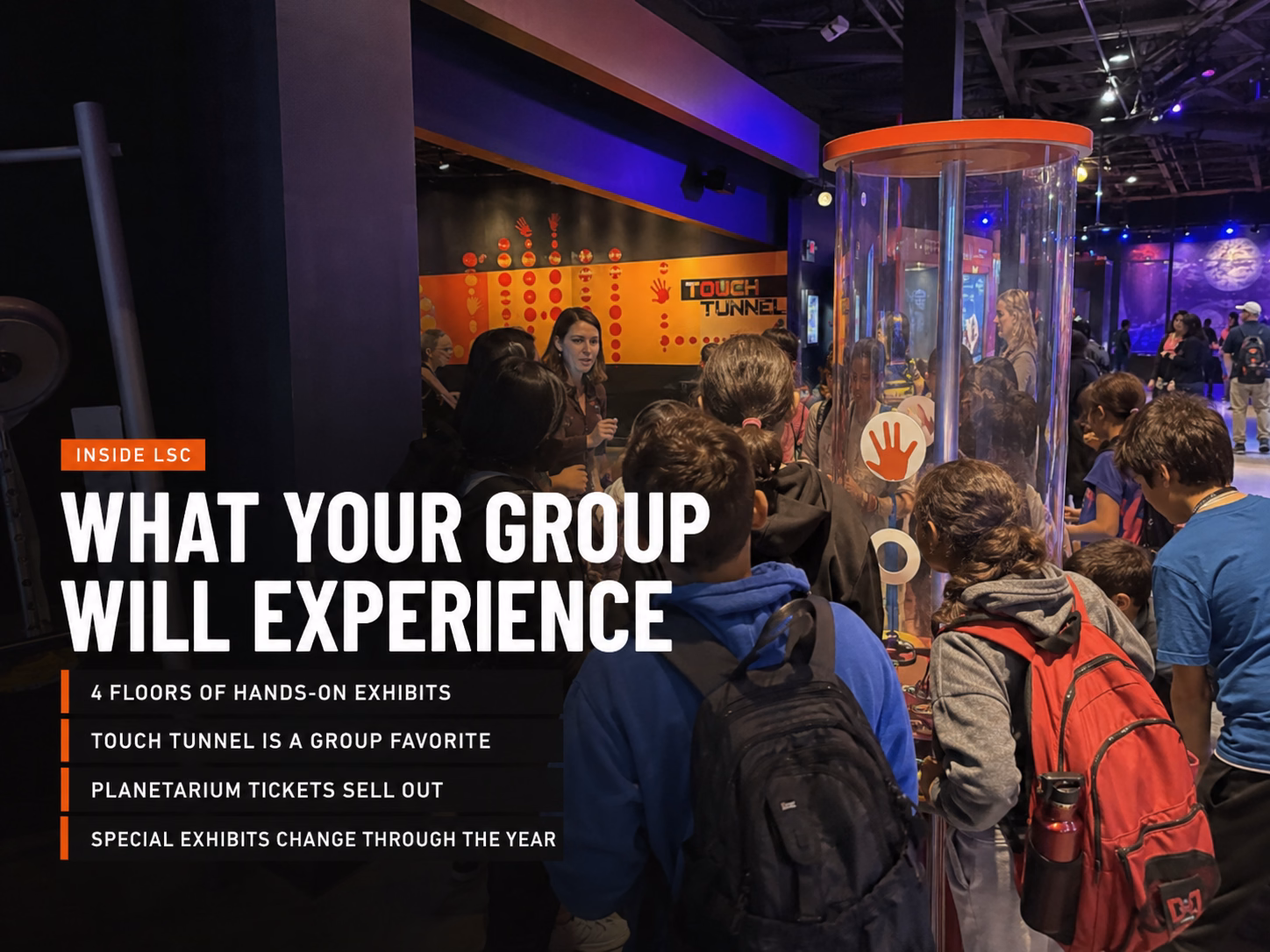 Inside Liberty Science Center group experience
