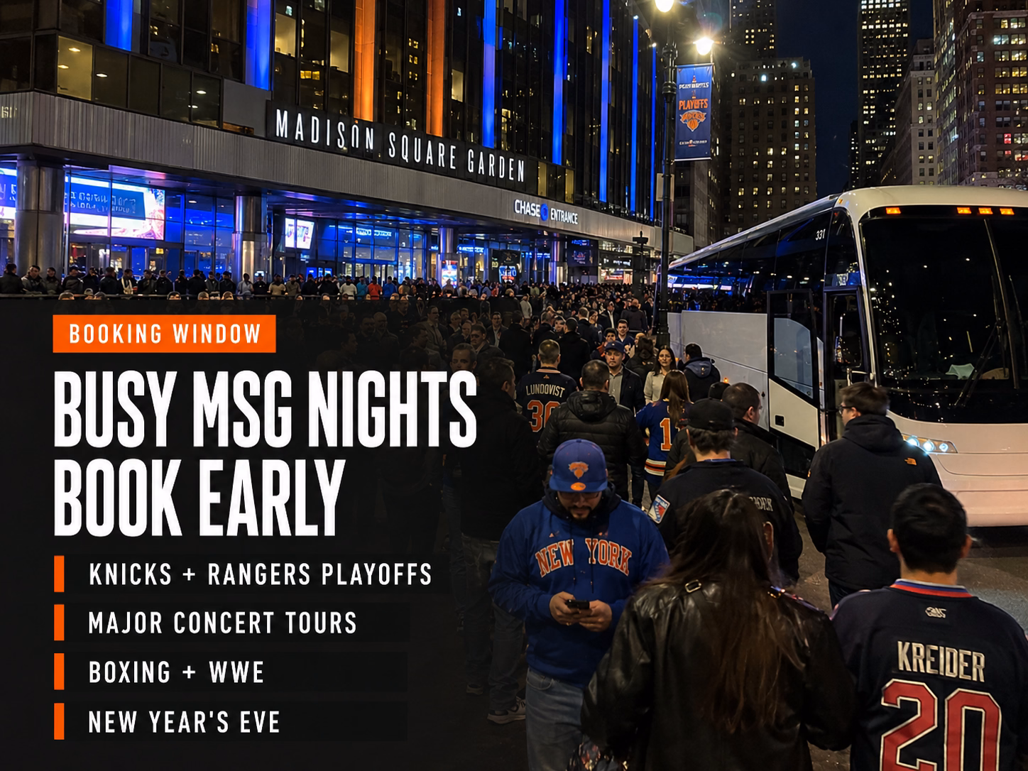 Booking window for Jersey City to MSG bus