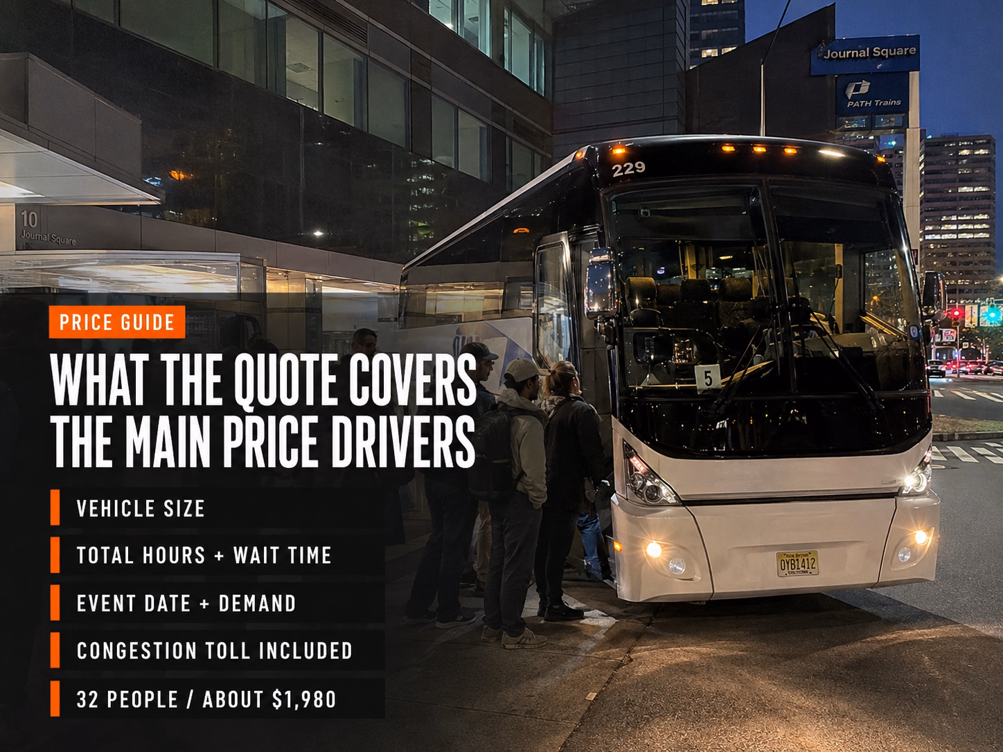 Cost to rent a bus from Jersey City to MSG