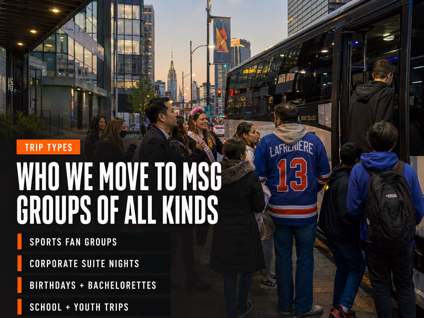 Trip types to MSG from Jersey City