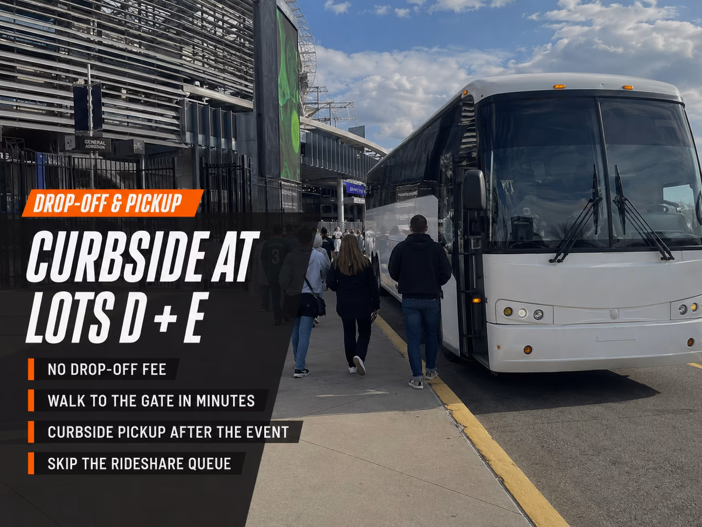 Charter bus drop-off and pickup at MetLife Stadium