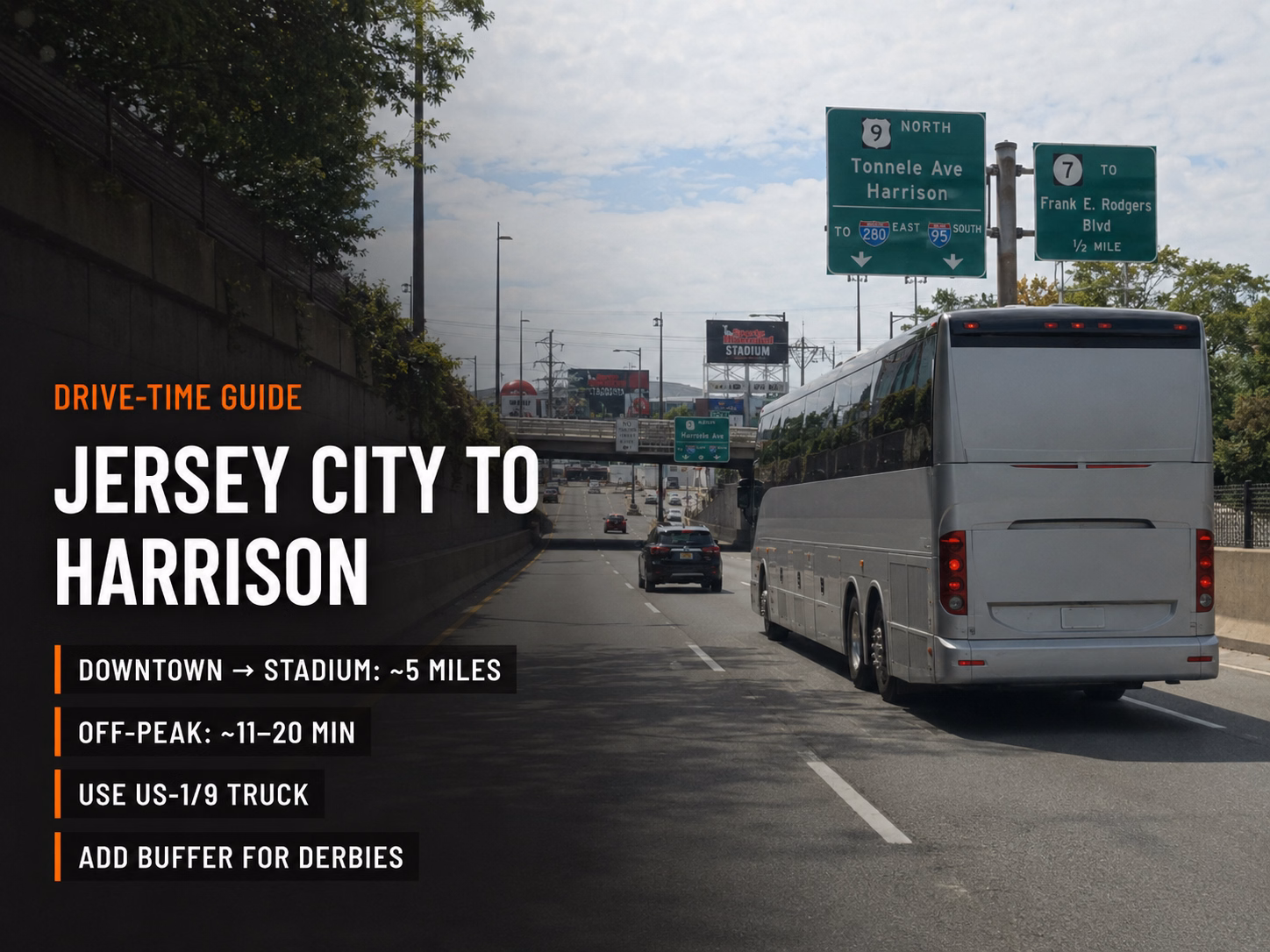 Drive times and routes from Jersey City to Red Bull Arena