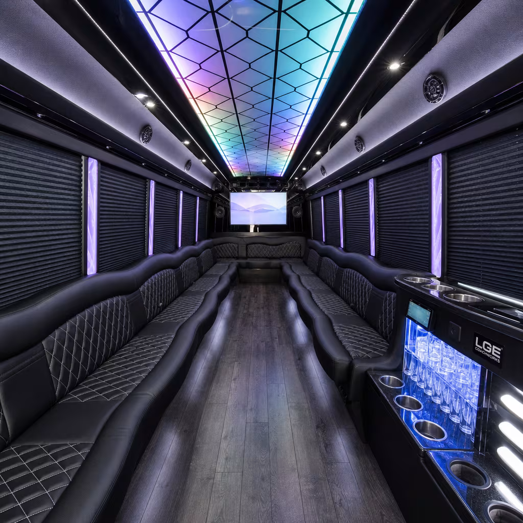 18 Passenger Party Bus Interior
