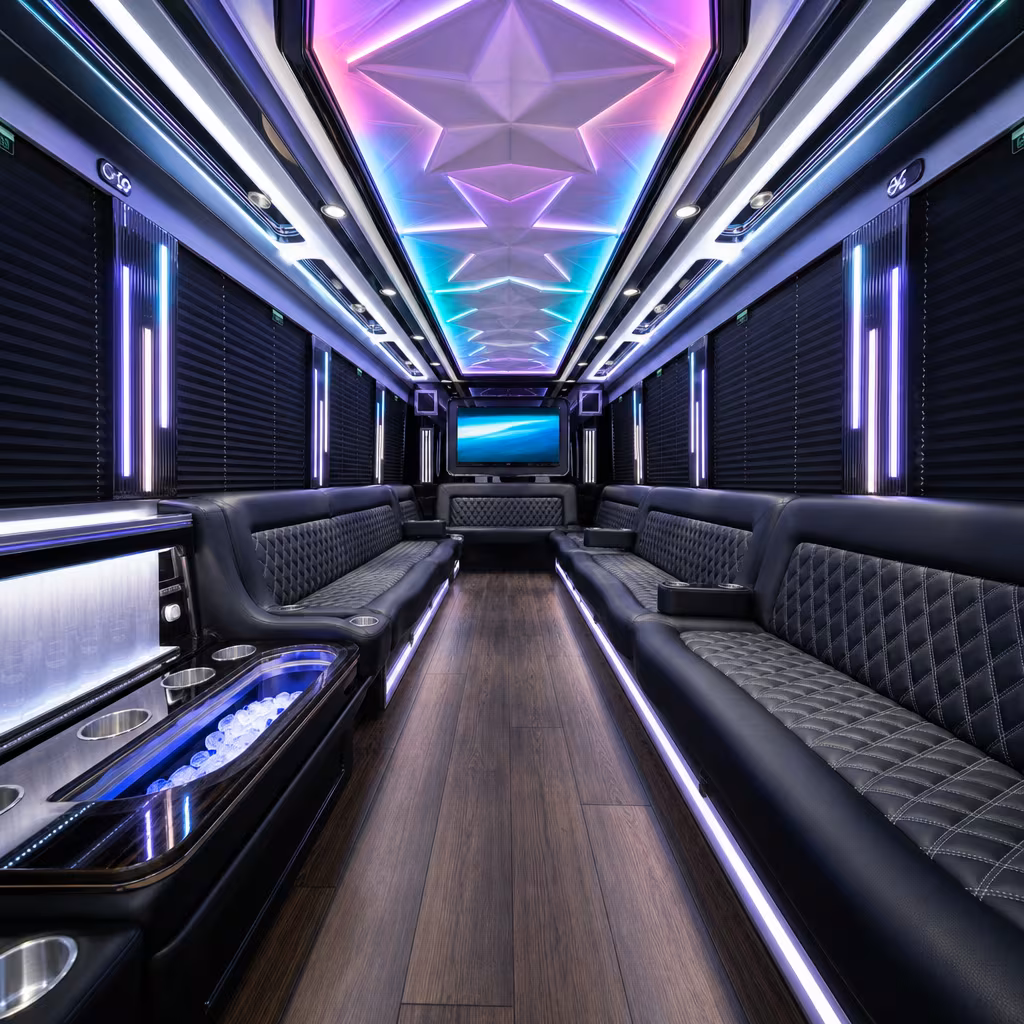 20 Passenger Party Bus Interior