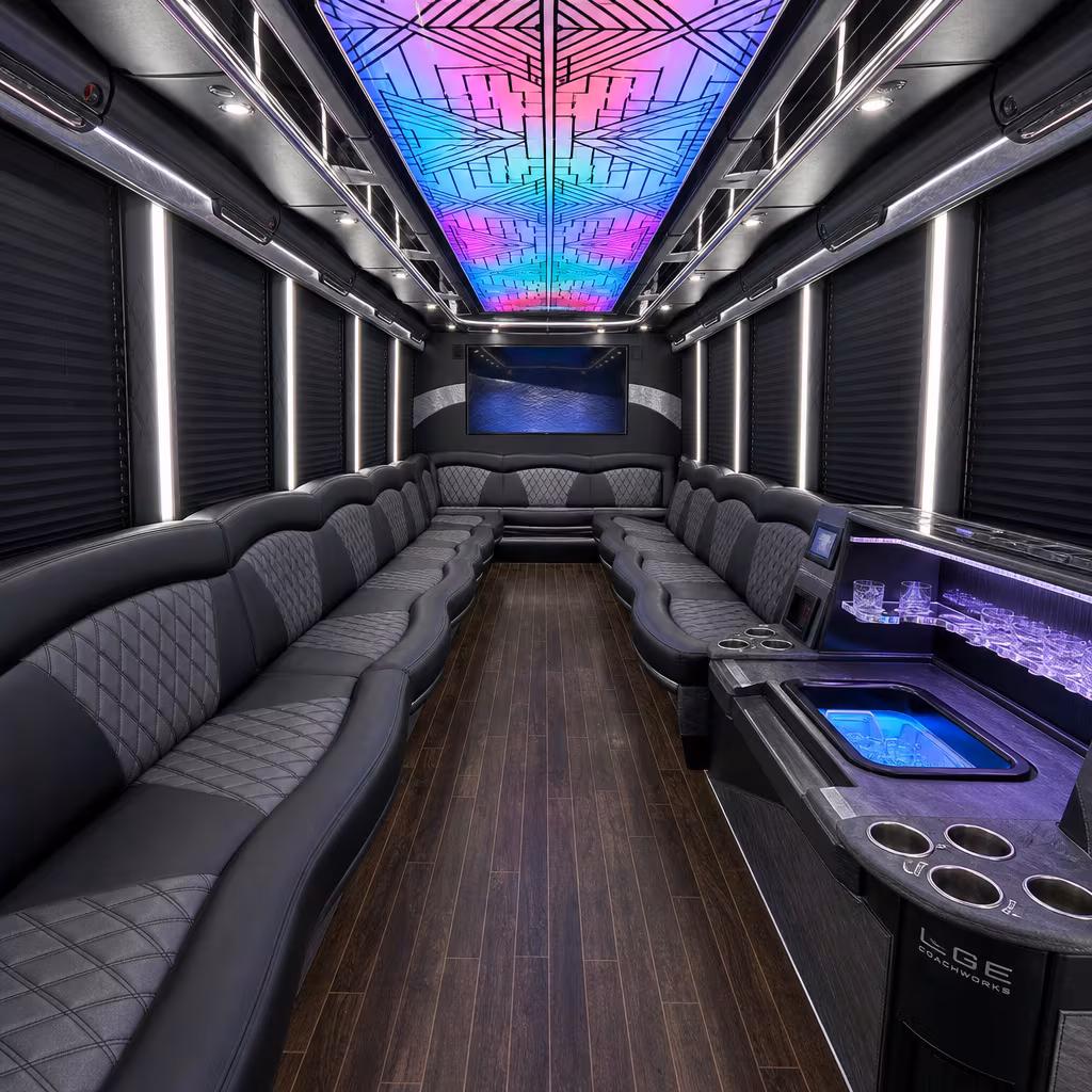 28 Passenger Party Bus Interior