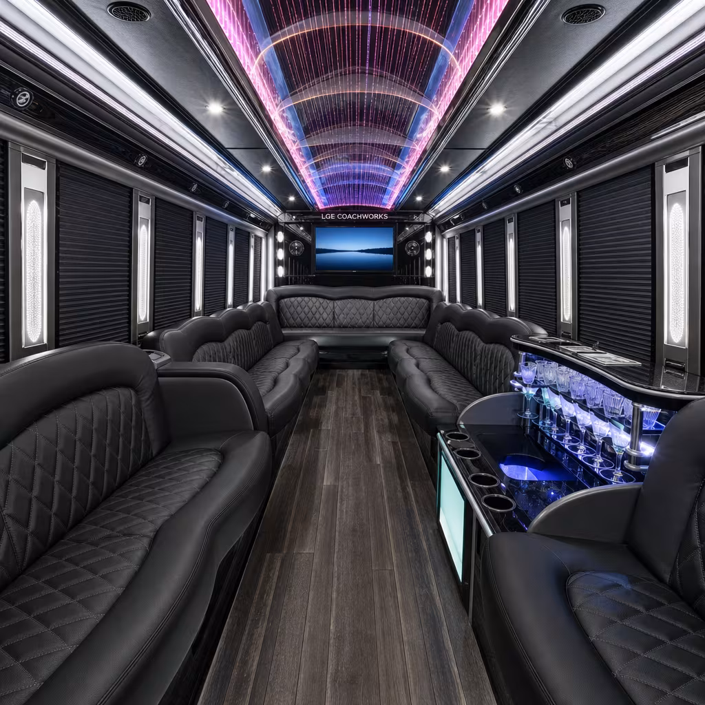 28 Passenger Party Bus Interior