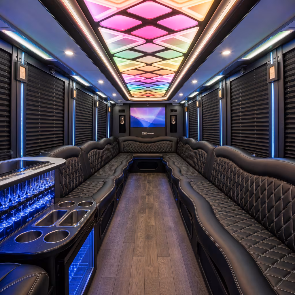 30 Passenger Party Bus Interior