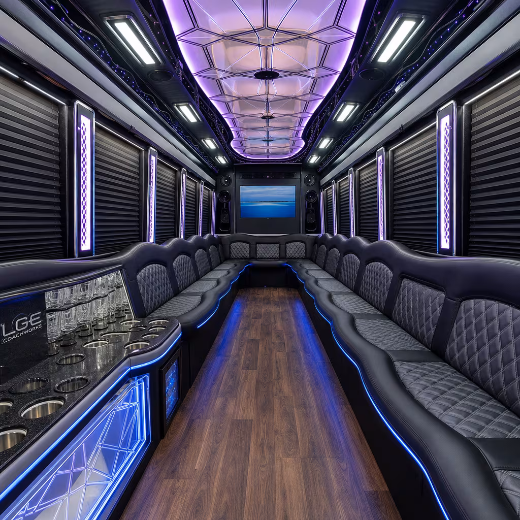 40 Passenger Party Bus Interior