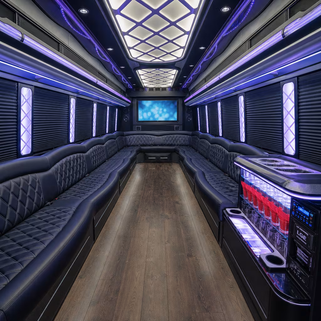 50 Passenger Party Bus Inside