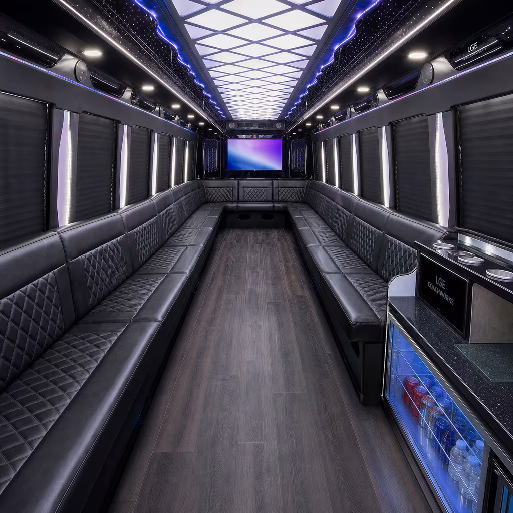 50 Passenger Party Bus Interior