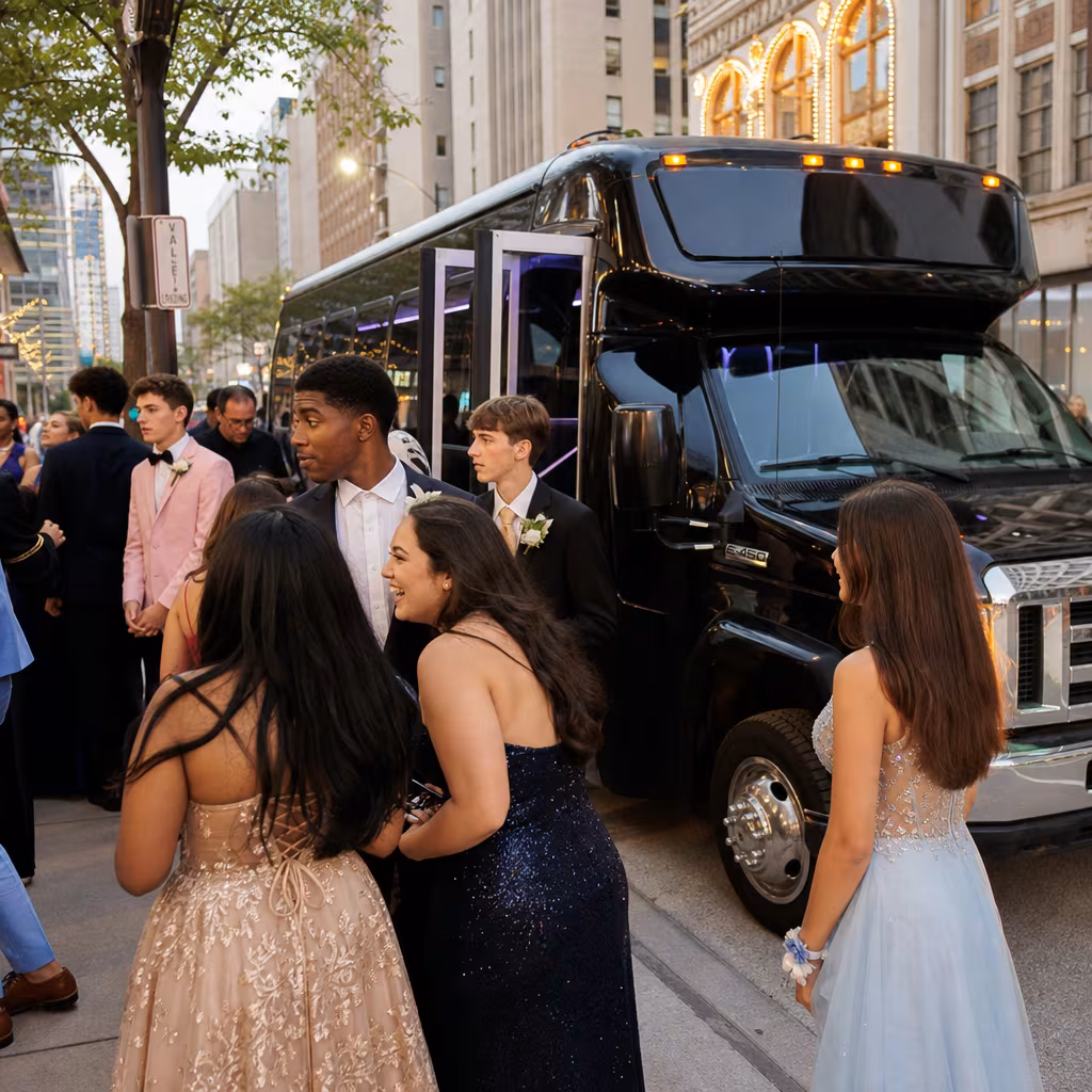 Passengers loading luggage while boarding an Jersey City group shuttle