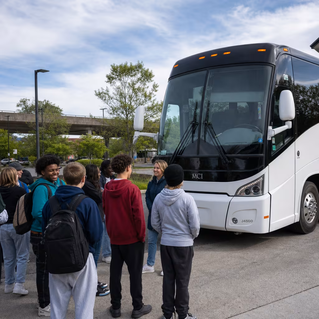 Black Mercedes Sprinter van staged for an Jersey City School Transportation group