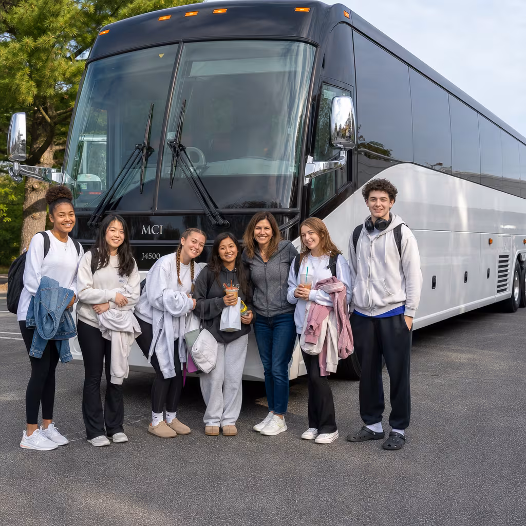 Passengers loading luggage while boarding an Jersey City group shuttle